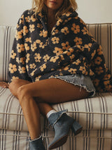 Plush Fleece Floral Sweatshirt