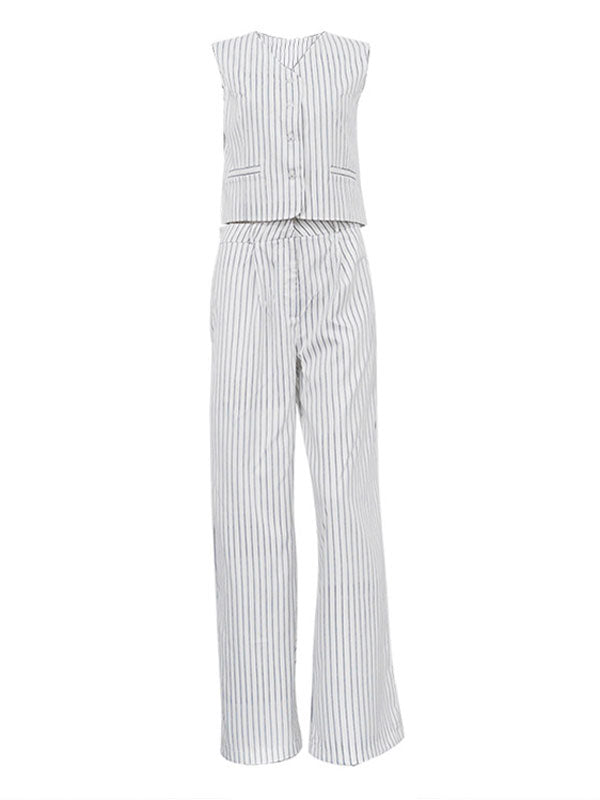 Striped Sleeveless Vest & Trousers Set