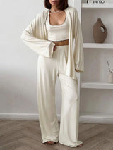 Knit Ruffle Trim 3-Piece Loungewear Set