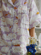 Rabbits Printed Short Sleeve Pajama Set