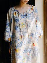 Vintage Floral Printed Long Nightgown