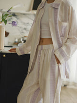 Stripe Long Sleeve Cotton Lounge Set