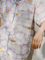 Rabbits Printed Short Sleeve Pajama Set