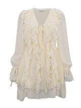 Ruffled Lace-up Mini Dress