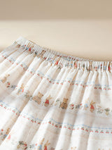 Lace Trim Long Sleeve Cotton Pajama Set