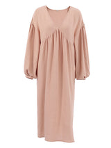 V Neck Pleated Lantern Sleeve Nightdress