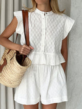 Jacquard Short Sleeve Shirt & Shorts Two Piece Set