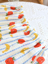 Striped Cartoon Fruits Printed Pajama Set