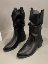 Low Heel Pointed Mid Calf Boots