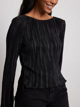 Bell Sleeve Back Tie Crop Shirt