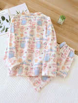 Cotton Printed Lapel Long Sleeve Pajama Set