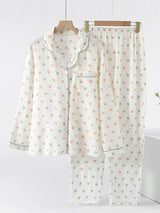 Colorful Hearts Printed Long Sleeve Pajama Set