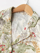 Satin Green Grass Print Pajama Set