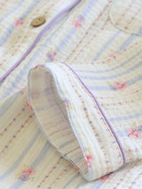 Stripe Floral Print Long Sleeve Pajama Set