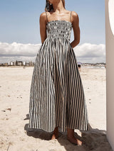 Sleeveless Pinstripe Long Maxi Dress