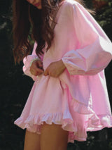 Striped Ruffle Two Piece Shorts Set