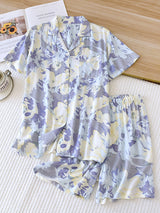 Lapel Floral Printed Short Sleeve & Short Pant Set