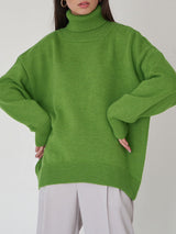 Solid Color Turtleneck Long Sleeve Sweater