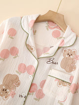 2Pcs Crepe Print Shirt Pajama Set