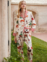 Satin Cartoon Print Long Sleeve Pajama Set