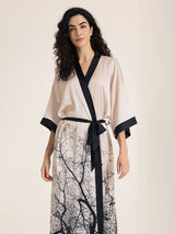 Kafiloe Floral Printed Long Kimono Robe