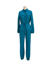 Solid Color Lapel Tie Up Long Sleeve Jumpsuits