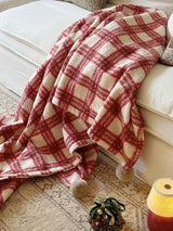 Kafiloe Plaid Sherpa Pom Blanket