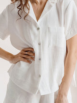 2Pcs Linen Shirt Shorts Sleeve Loungewear