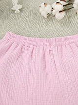 Ruffle Trim Pink Shirt & Shorts Lounge Set