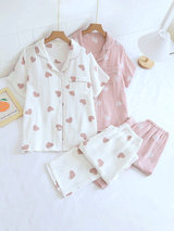 Love Print Shirt Pajamas Set