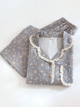 Vintage Floral Lace Trim Pajama Set