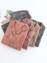 Retro Floral Cotton Pajama Set