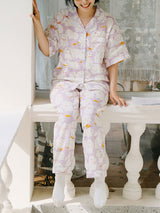 Rabbits Printed Short Sleeve Pajama Set