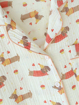 Cotton Dachshund Dog Long Sleeve Pajamas Set