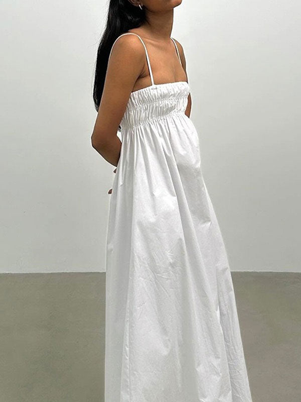 Spaghetti Straps White Maxi Dress