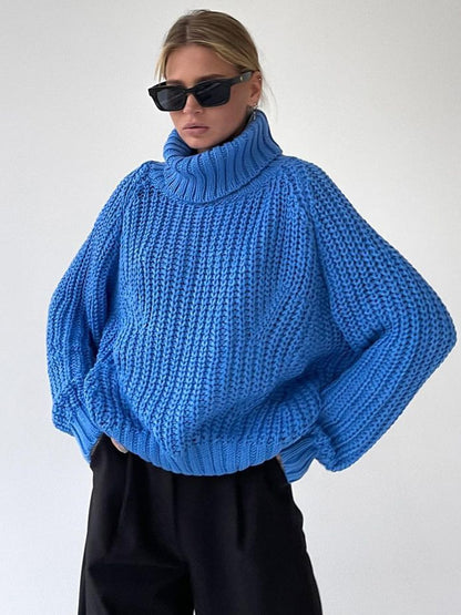 Turtleneck Solid Color Loose Sweaters