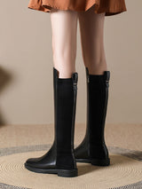 Knee High Rounded Toe Black Boots