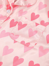 Heart Printed Loose Long Sleeve Pajama Set