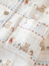 Lace Trim Long Sleeve Cotton Pajama Set