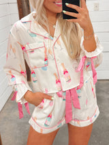 Kafiloe Pink Champagne Christmas Pajama Set