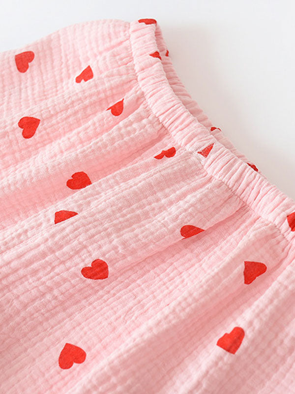 Hearts Printed Cotton Pajama Set