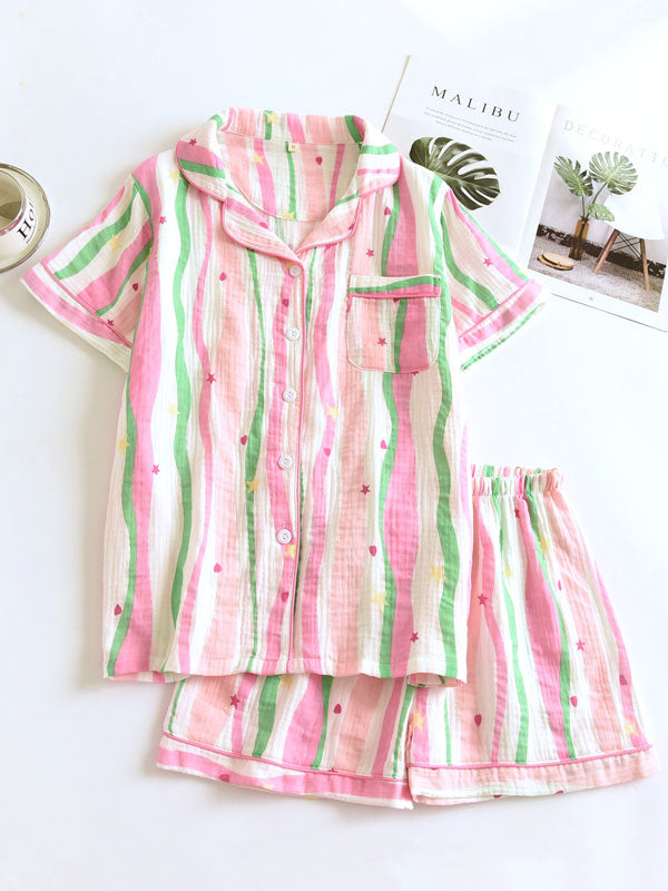 Cute Colorful Cotton Short Sleeve Pajamas