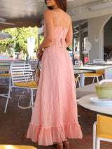 Ruched Crop Top &  Maxi Skirt Two Piece Set