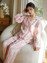 Kafiloe Colorful Striped Long Sleeve Pajama Set