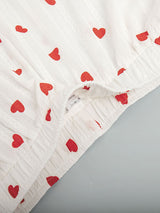 Two Pieces Red Heart Print Shorts Lounge Set