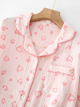 Pink Heart Long Sleeve Cotton Pajamas