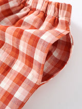 Kafiloe Plaid Long Sleeve Cotton Pajamas