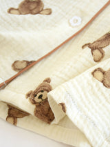 Long Sleeve Cotton Bear Print Crepe Pajamas