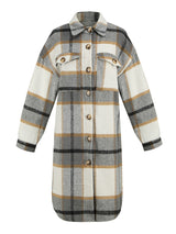 Plaid Contrast Long Shirt Jacket