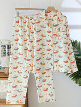 Cotton Dachshund Dog Long Sleeve Pajamas Set